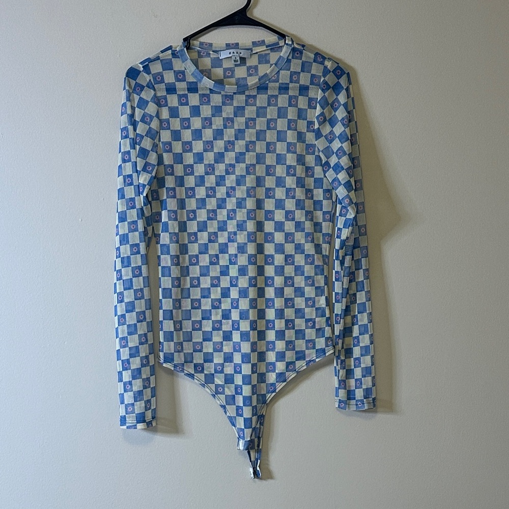 Gaze Blue Checkered Bodysuit